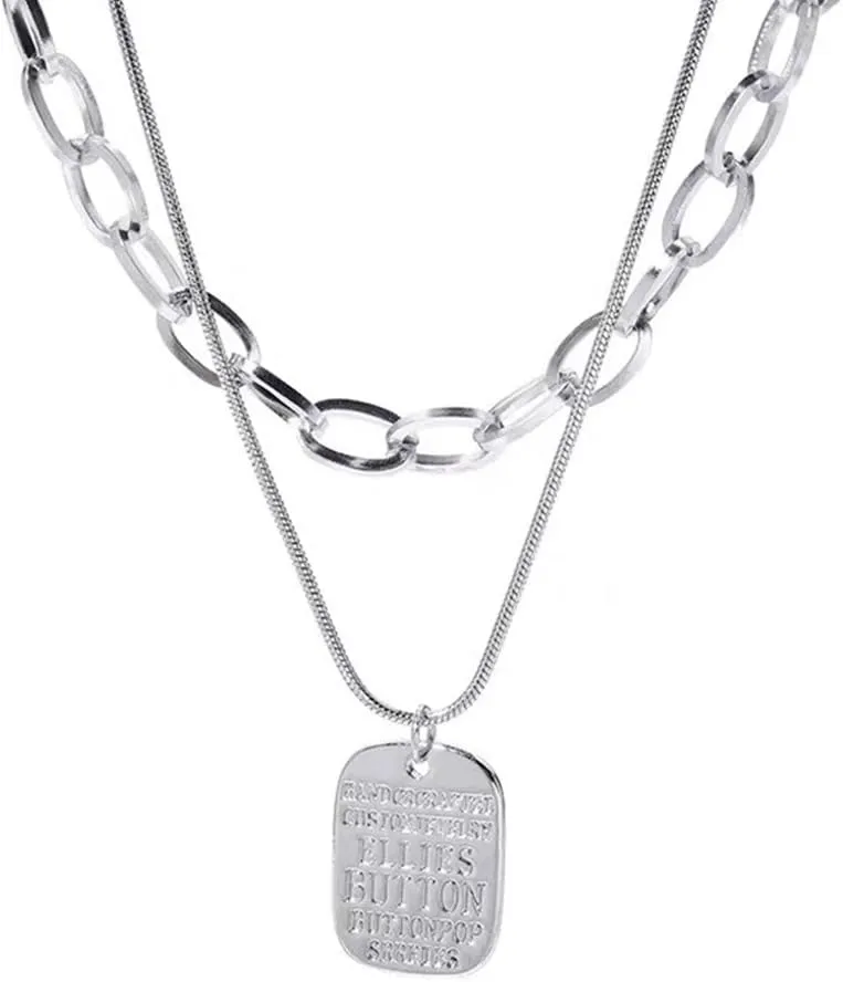 Layered Chain Necklaces for Women - Cubic Zirconia Rhinestone Pendant Necklace, Trendy Statement Fashion Jewelry, Adjustable Length Neck Chain Choker Necklace for Women