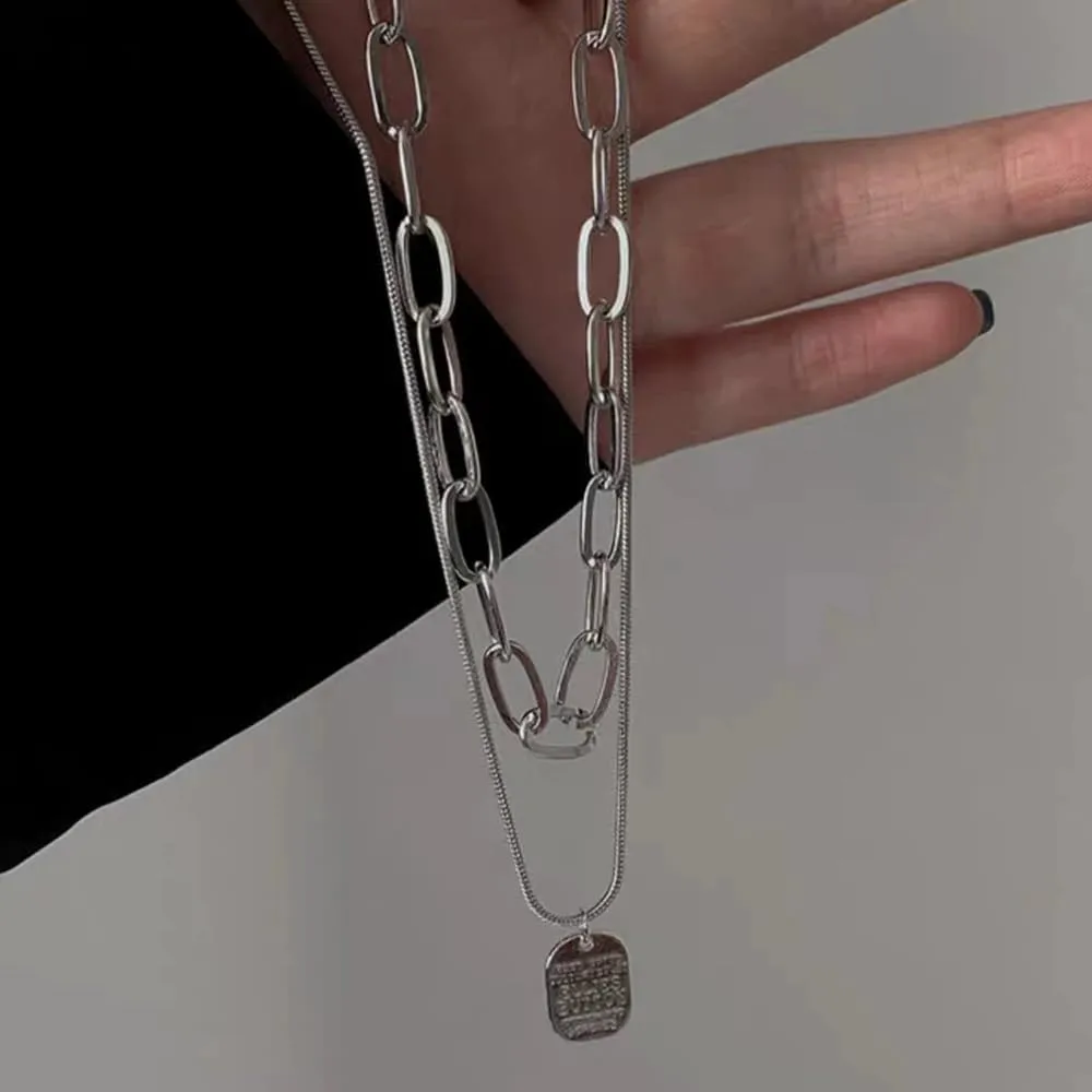 Layered Chain Necklaces for Women - Cubic Zirconia Rhinestone Pendant Necklace, Trendy Statement Fashion Jewelry, Adjustable Length Neck Chain Choker Necklace for Women