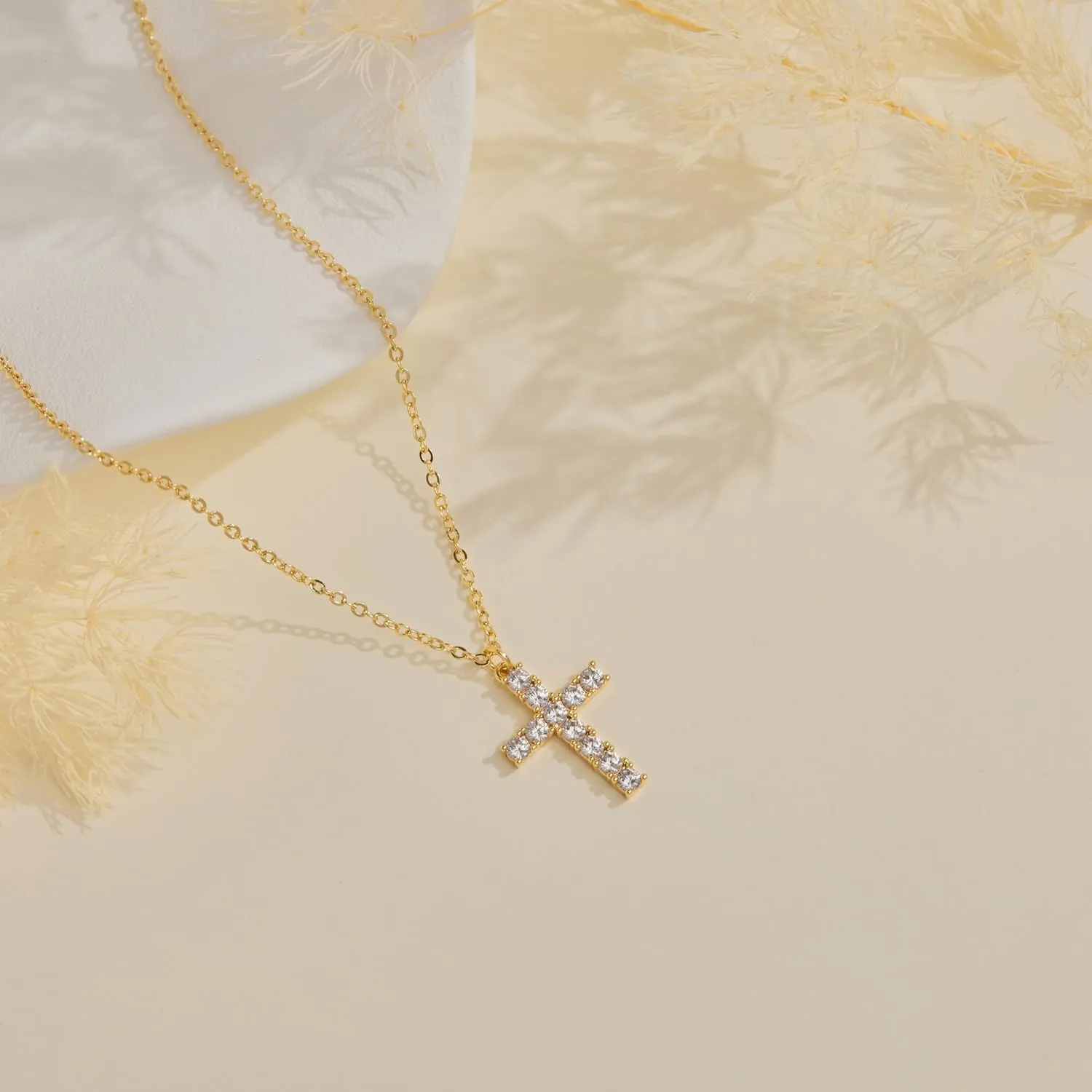 Layered Gold Necklaces for Women,Stackable Dainty 14K Gold Silver Plated Trendy Circle Paperclip Chain Pendant Choker Necklace,Simpl Diamond Cross Bow Jewelry Set Gifts for Women
