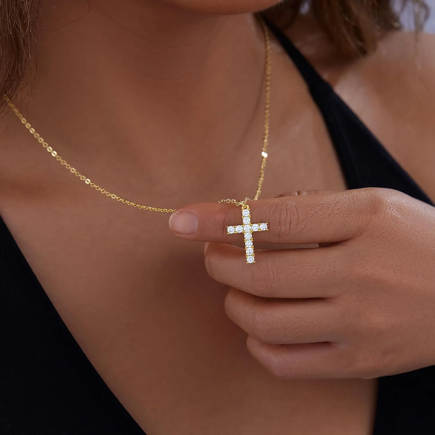 Layered Gold Necklaces for Women,Stackable Dainty 14K Gold Silver Plated Trendy Circle Paperclip Chain Pendant Choker Necklace,Simpl Diamond Cross Bow Jewelry Set Gifts for Women