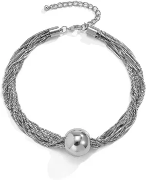 Layered Necklaces For Women Choker Wide Collar 14K Gold Plated Multi-Layer Necklace Chunky Paperclip Snake Herringbone Chain Rhinestone