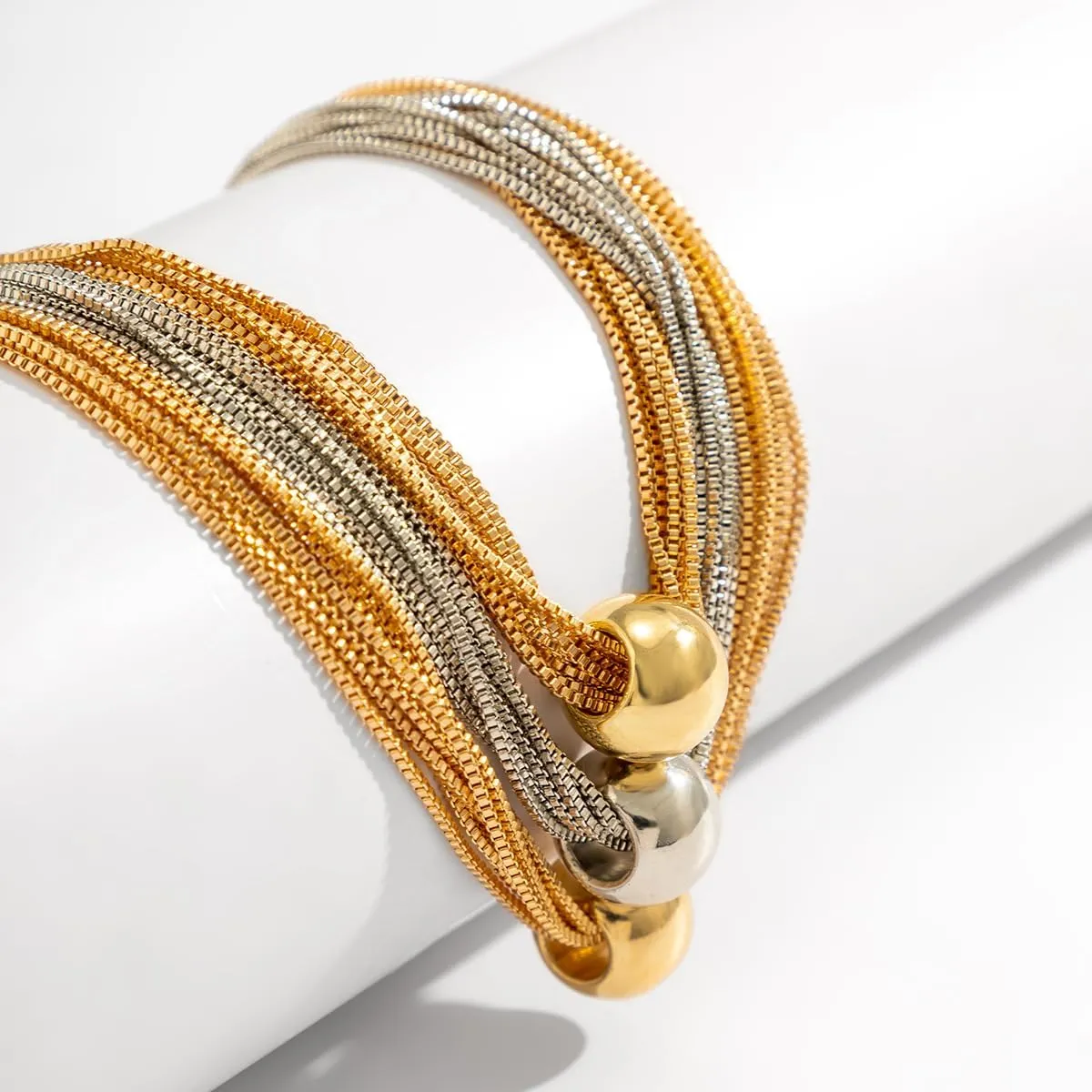 Layered Necklaces For Women Choker Wide Collar 14K Gold Plated Multi-Layer Necklace Chunky Paperclip Snake Herringbone Chain Rhinestone