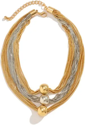 Layered Necklaces For Women Choker Wide Collar 14K Gold Plated Multi-Layer Necklace Chunky Paperclip Snake Herringbone Chain Rhinestone