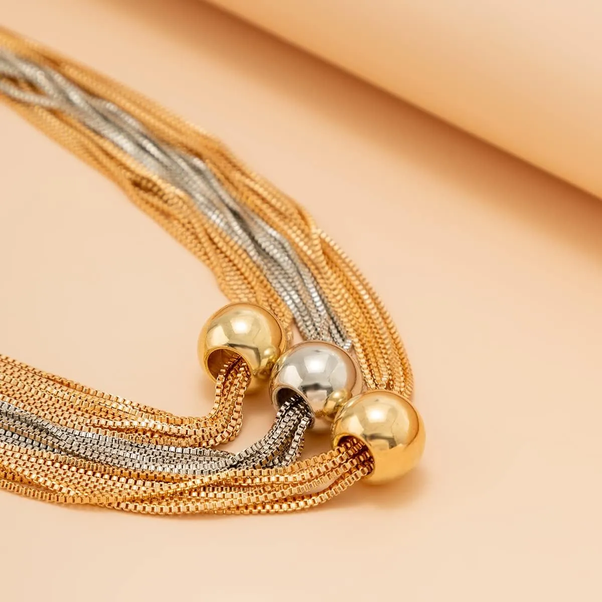 Layered Necklaces For Women Choker Wide Collar 14K Gold Plated Multi-Layer Necklace Chunky Paperclip Snake Herringbone Chain Rhinestone