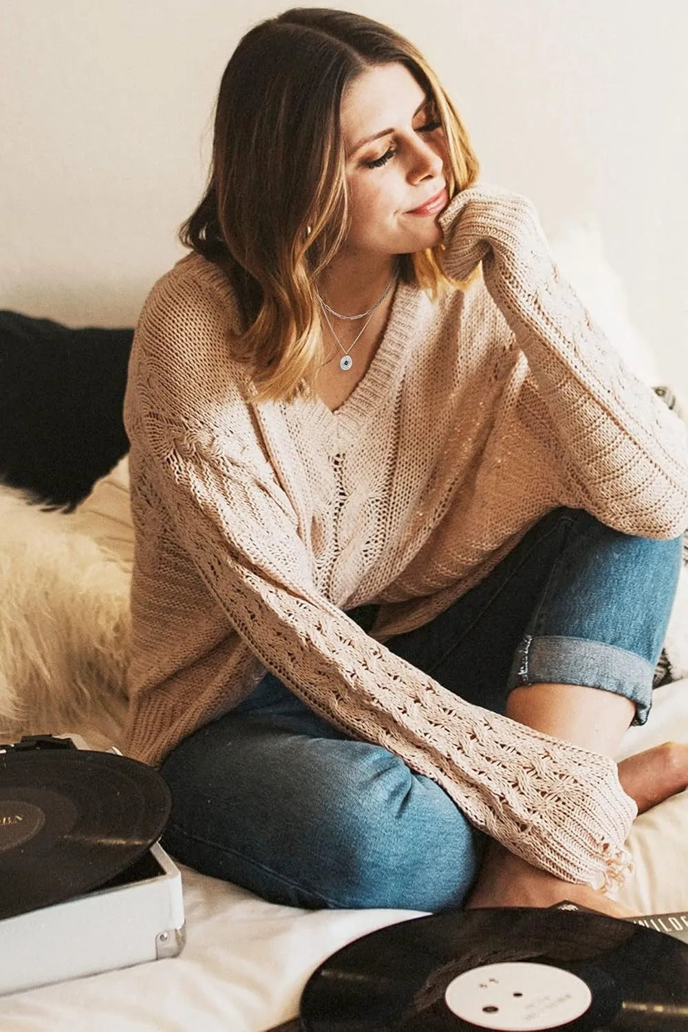 Layered Necklaces for Women | Gold Record Pendant Necklace for Women | 18K Gold Filled Vinyl Record Coin Pendant Necklace | Layered Silver Necklaces | Paperclip Choker Necklace | Dainty Gold Necklace for Women | Trendy Jewelry Gift for Women