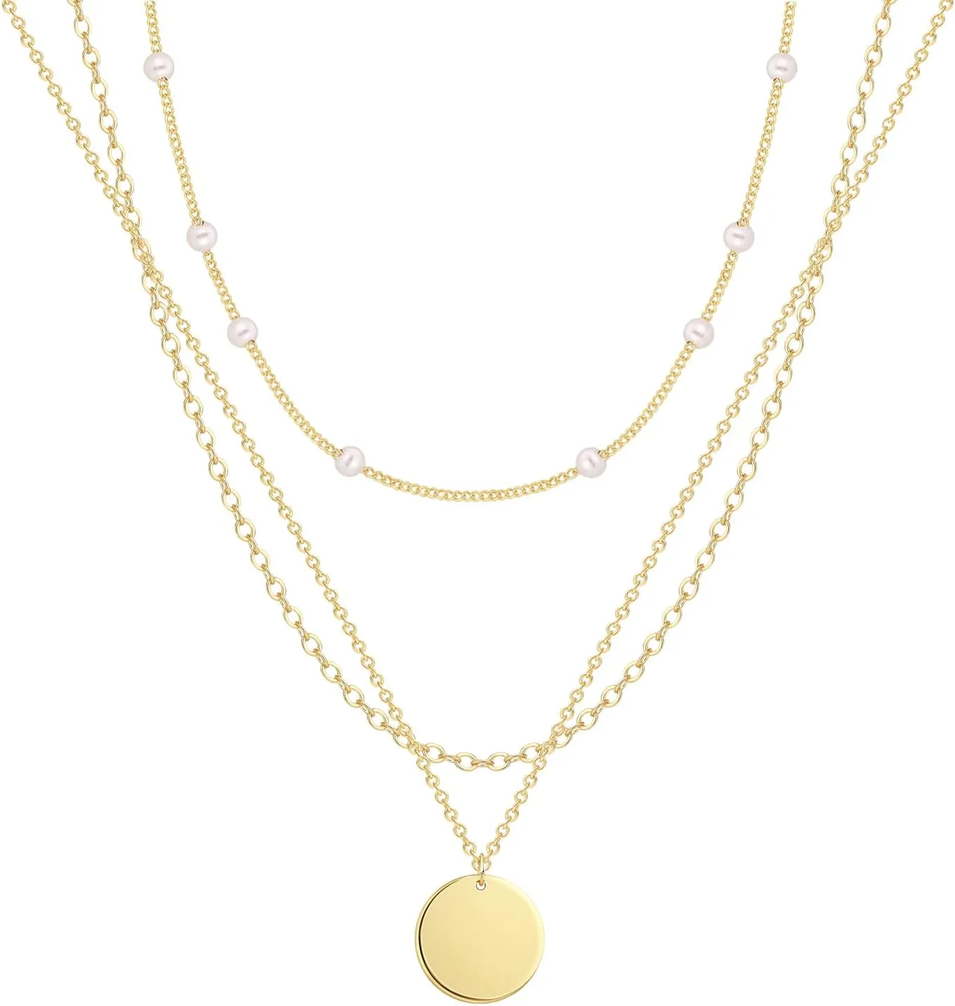 Layered Necklaces Set for Women, Dainty 14K Gold/Sterling Silver Plated Pendant Necklace Gold Long Chain Stack Necklace Jewelry Gift for Women Trendy