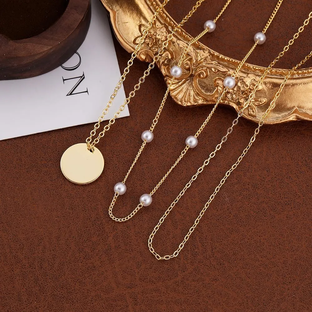 Layered Necklaces Set for Women, Dainty 14K Gold/Sterling Silver Plated Pendant Necklace Gold Long Chain Stack Necklace Jewelry Gift for Women Trendy