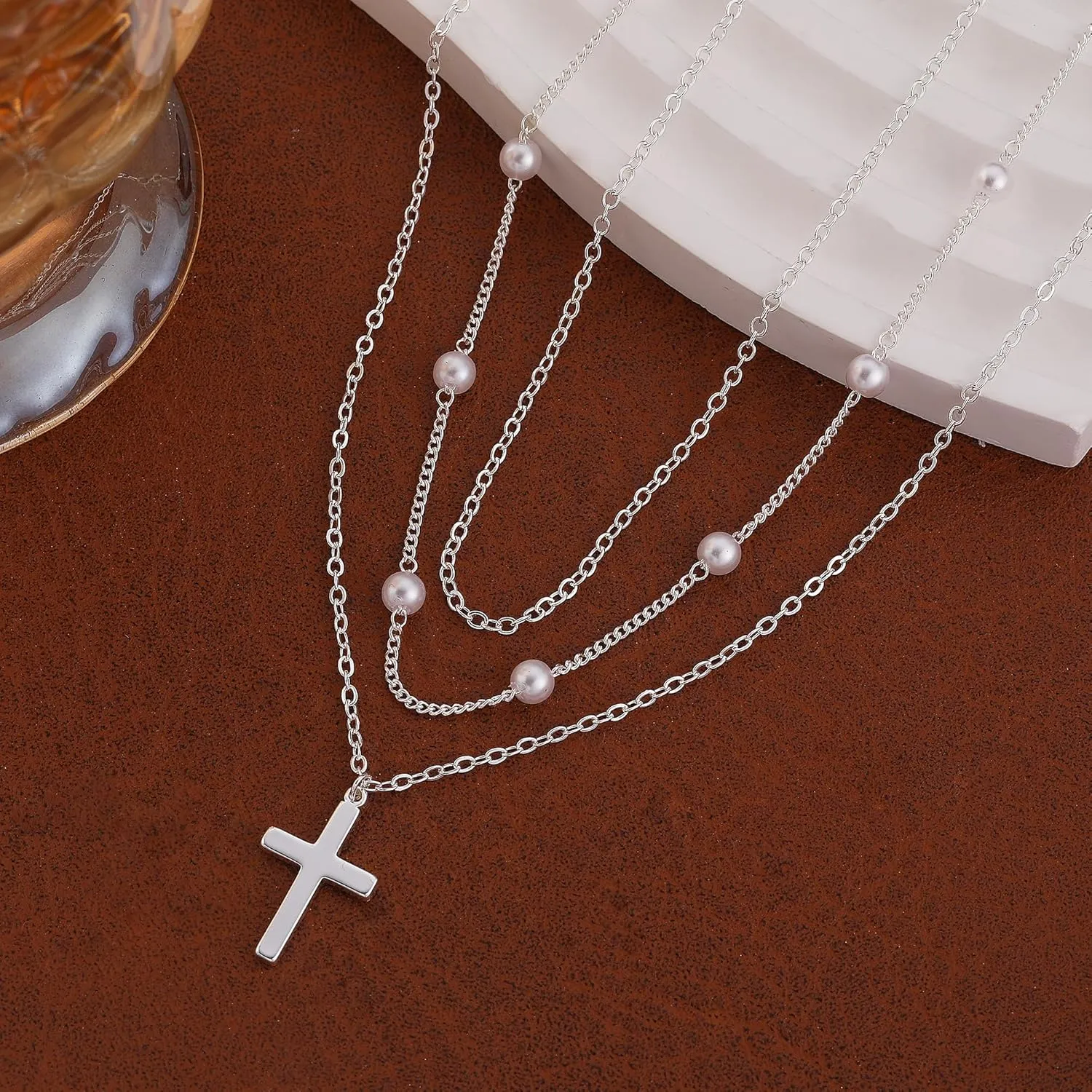 Layered Necklaces Set for Women, Dainty 14K Gold/Sterling Silver Plated Pendant Necklace Gold Long Chain Stack Necklace Jewelry Gift for Women Trendy
