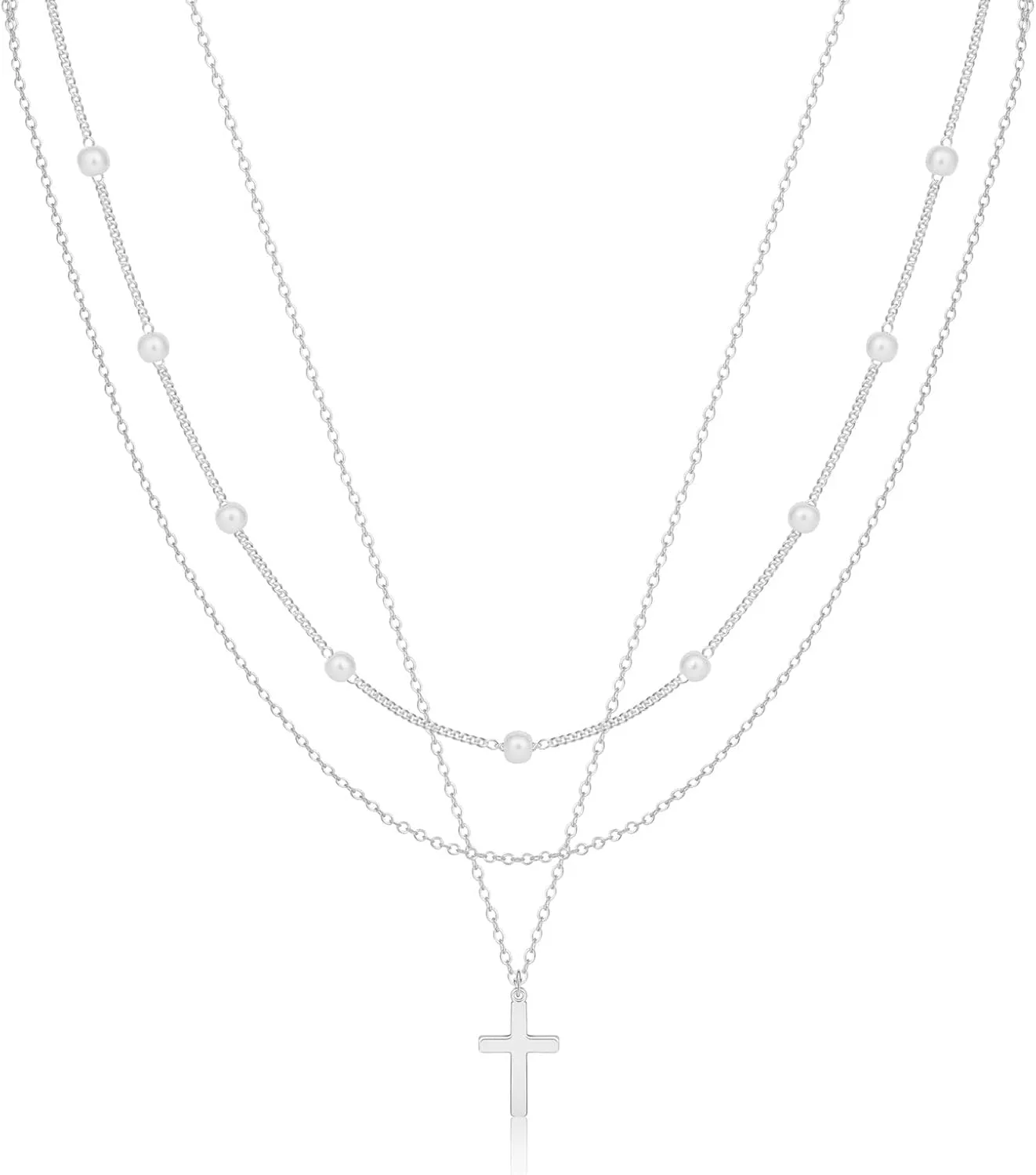 Layered Necklaces Set for Women, Dainty 14K Gold/Sterling Silver Plated Pendant Necklace Gold Long Chain Stack Necklace Jewelry Gift for Women Trendy