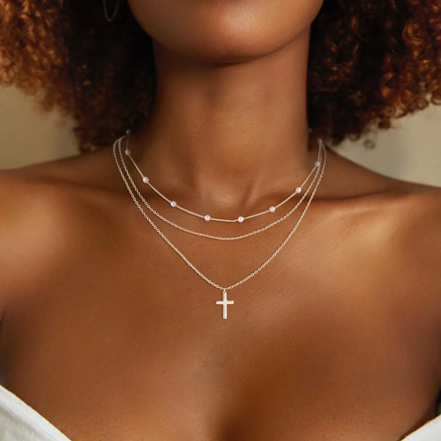 Layered Necklaces Set for Women, Dainty 14K Gold/Sterling Silver Plated Pendant Necklace Gold Long Chain Stack Necklace Jewelry Gift for Women Trendy