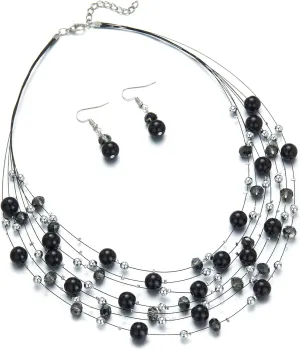 Layered Pearl Beaded Necklaces for Women Multi Layered Pearl Choker Necklace Boho Jewelry for Women Gifts for Mom