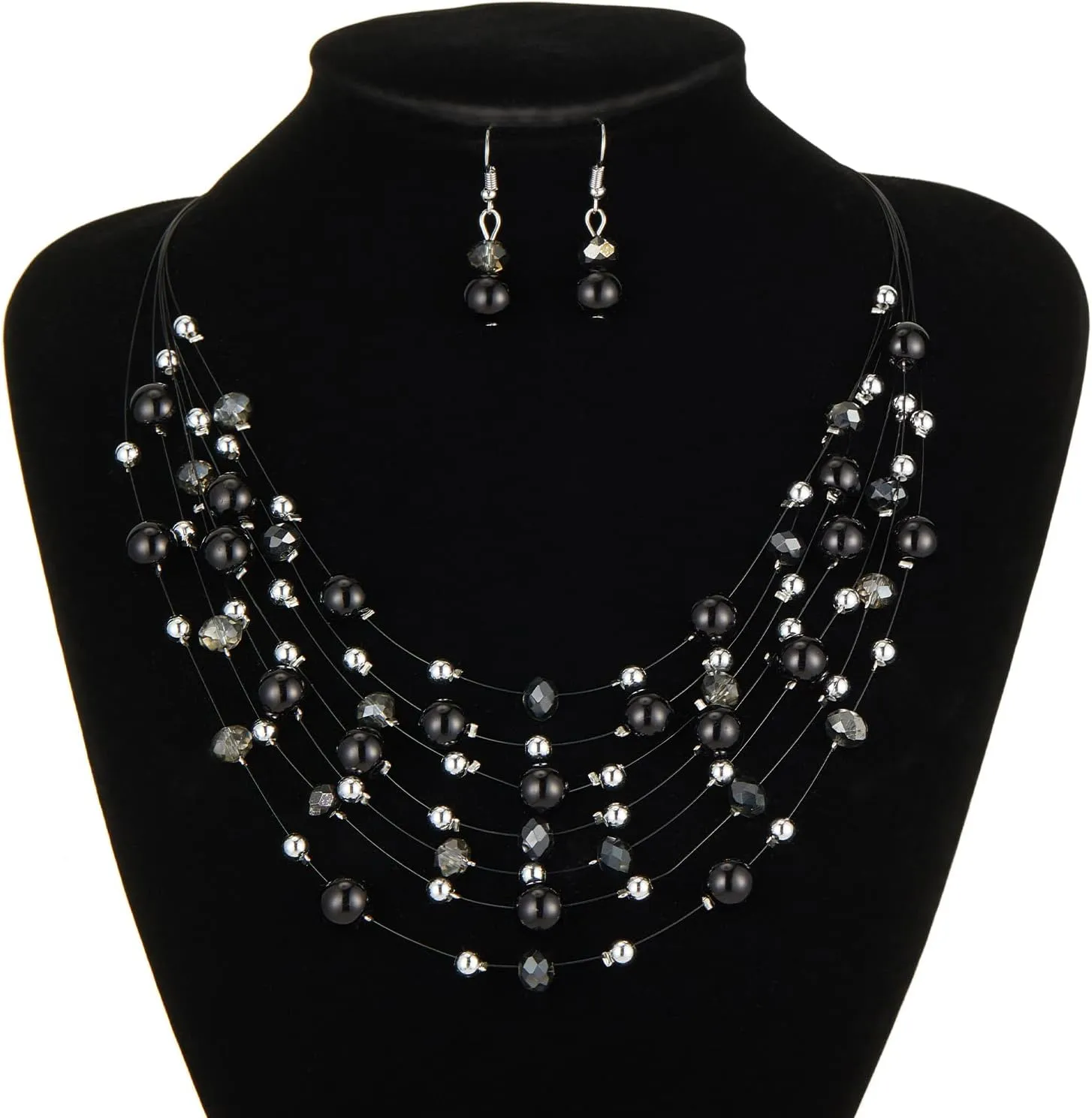 Layered Pearl Beaded Necklaces for Women Multi Layered Pearl Choker Necklace Boho Jewelry for Women Gifts for Mom