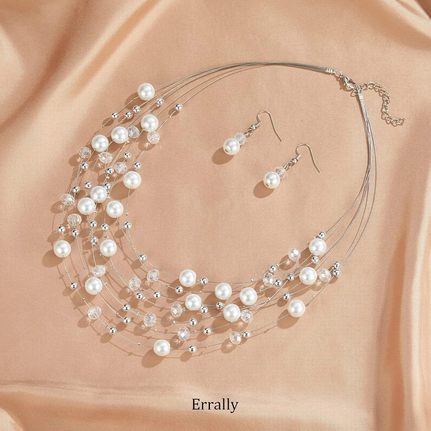 Layered Pearl Beaded Necklaces for Women Multi Layered Pearl Choker Necklace Boho Jewelry for Women Gifts for Mom