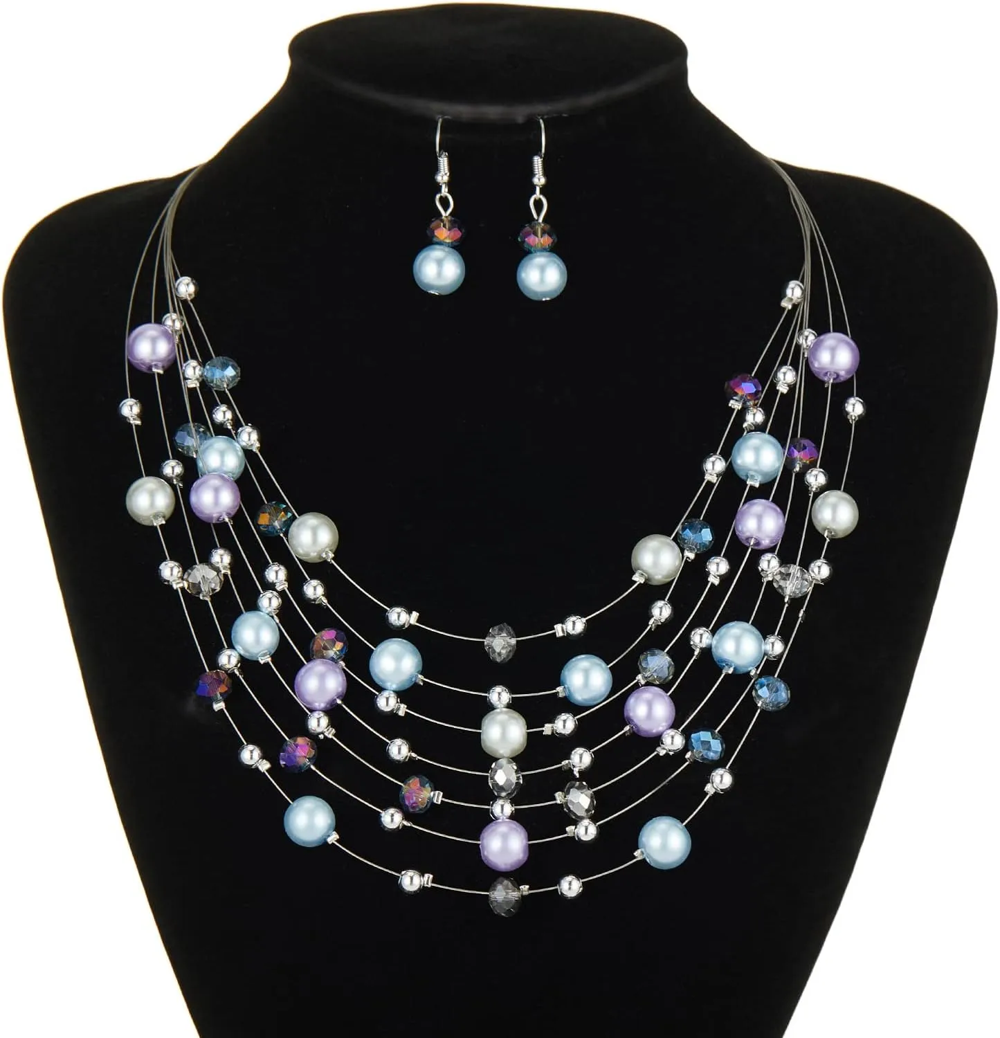 Layered Pearl Beaded Necklaces for Women Multi Layered Pearl Choker Necklace Boho Jewelry for Women Gifts for Mom