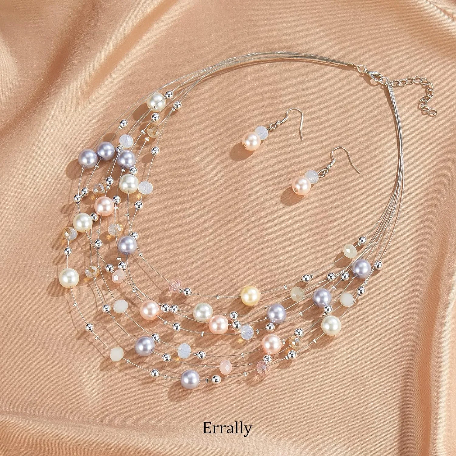 Layered Pearl Beaded Necklaces for Women Multi Layered Pearl Choker Necklace Boho Jewelry for Women Gifts for Mom