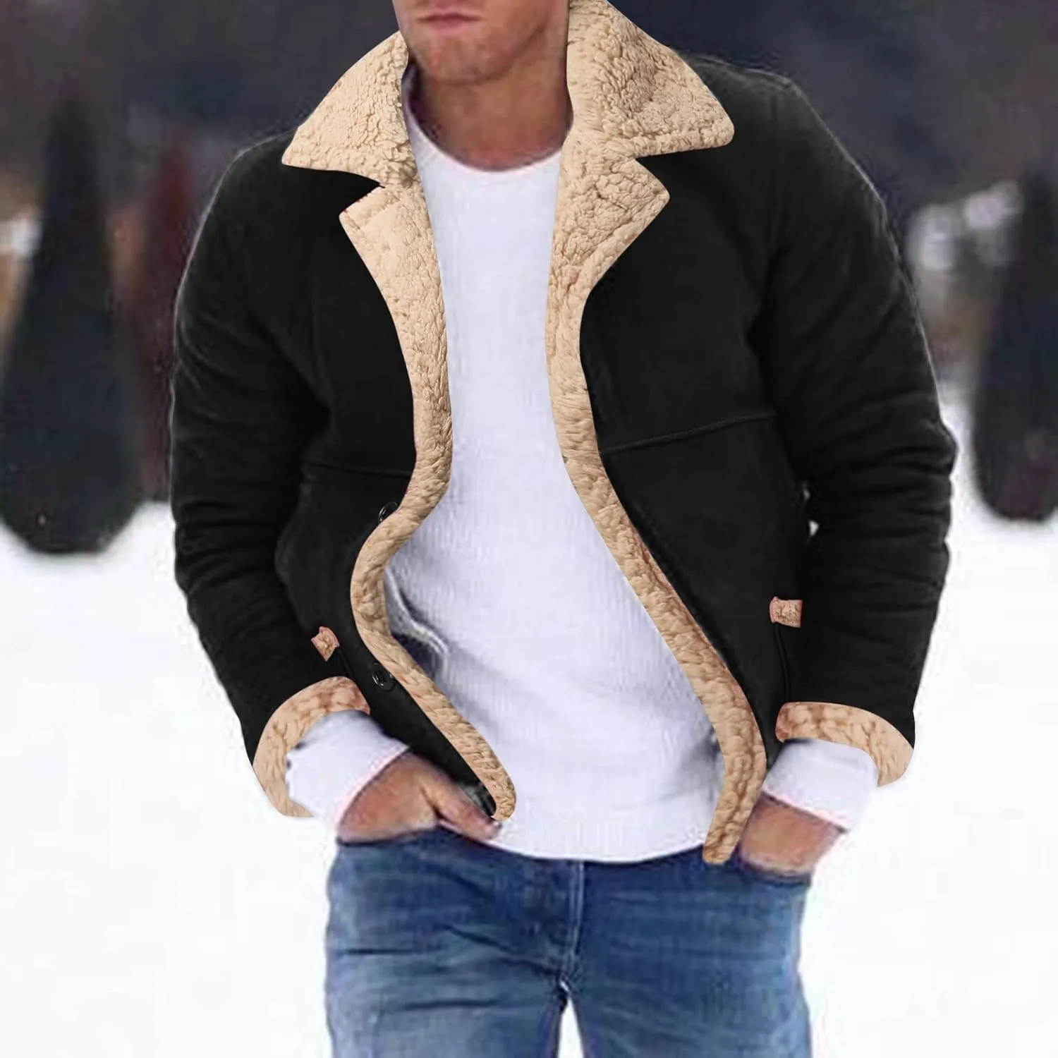 LCMTWX Men's Winter Thickened Warm Coats Stand Collar Knitted Splice Sweater Coat Casual Cardigan Stylish Mens Winter