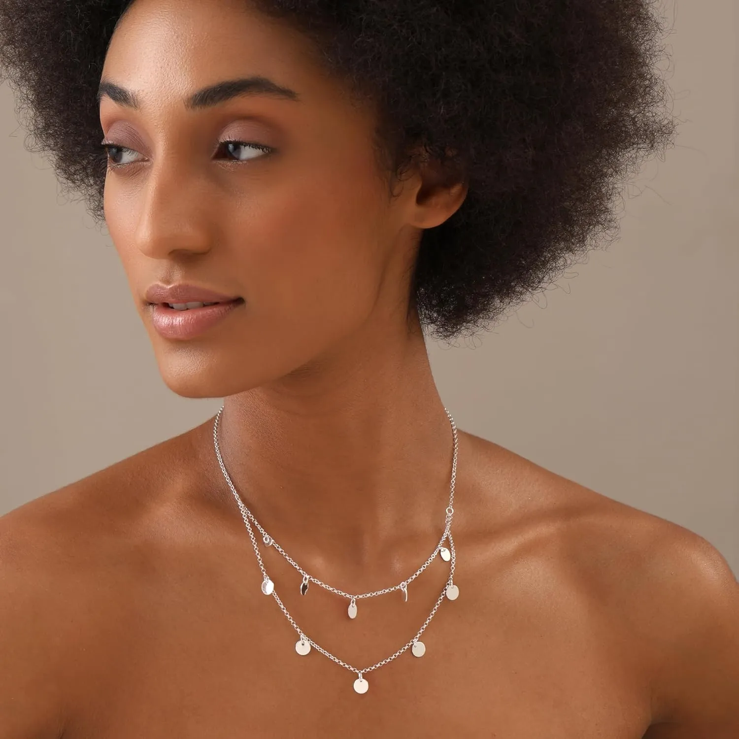 LeCalla Italian Sterling Silver Layered Necklace Handmade Multi Row Layering Necklaces for Women