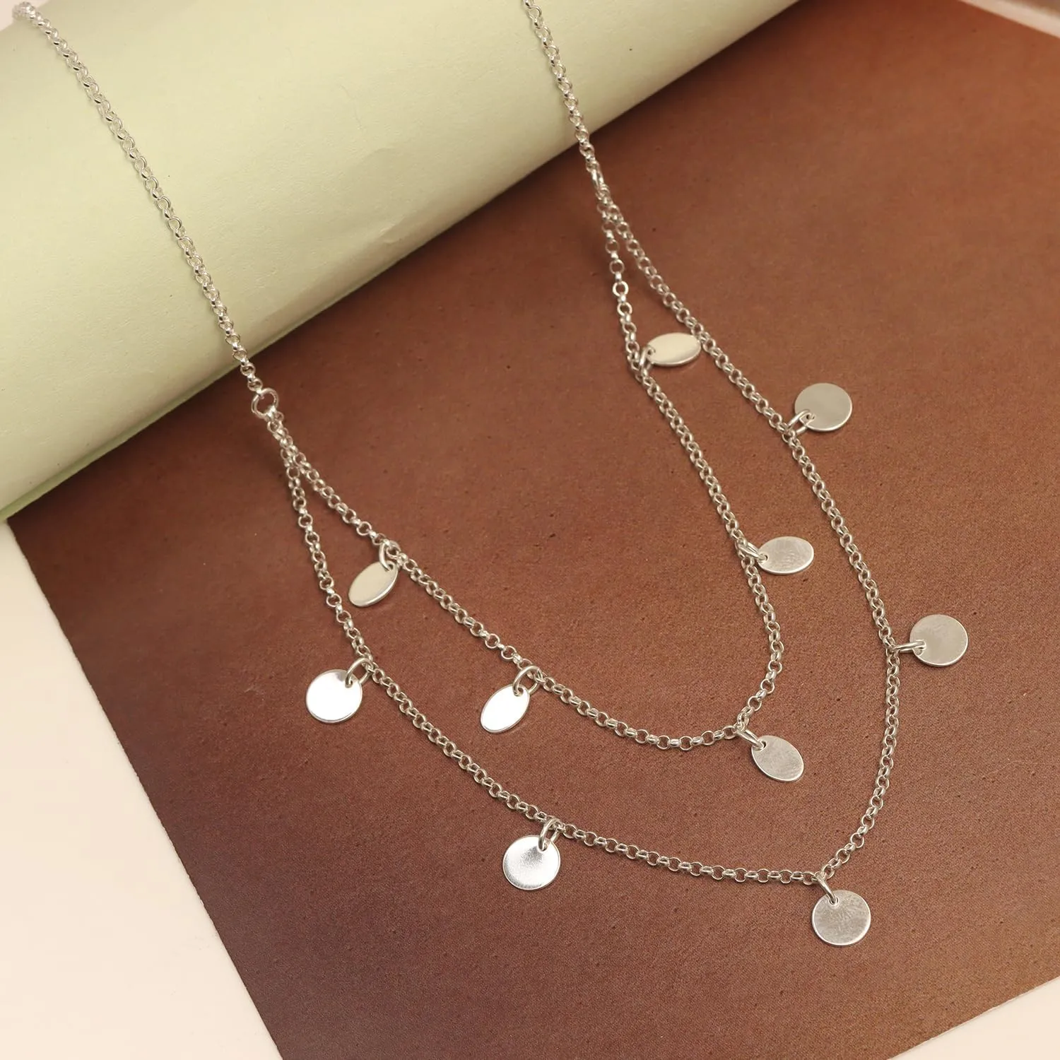 LeCalla Italian Sterling Silver Layered Necklace Handmade Multi Row Layering Necklaces for Women