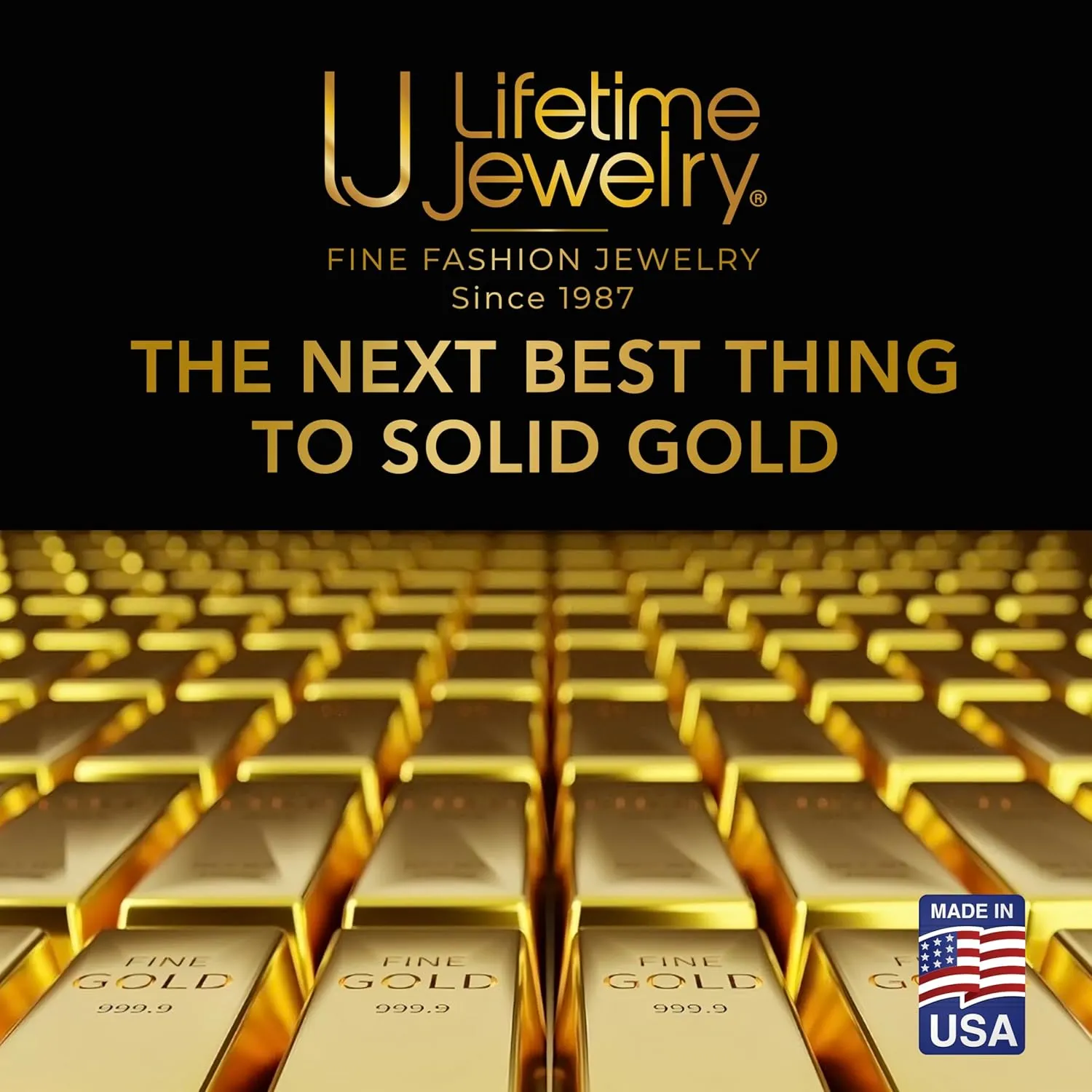 LIFETIME JEWELRY Crushed Herringbone Chain Necklaces for Women and Men 24k Gold Plated