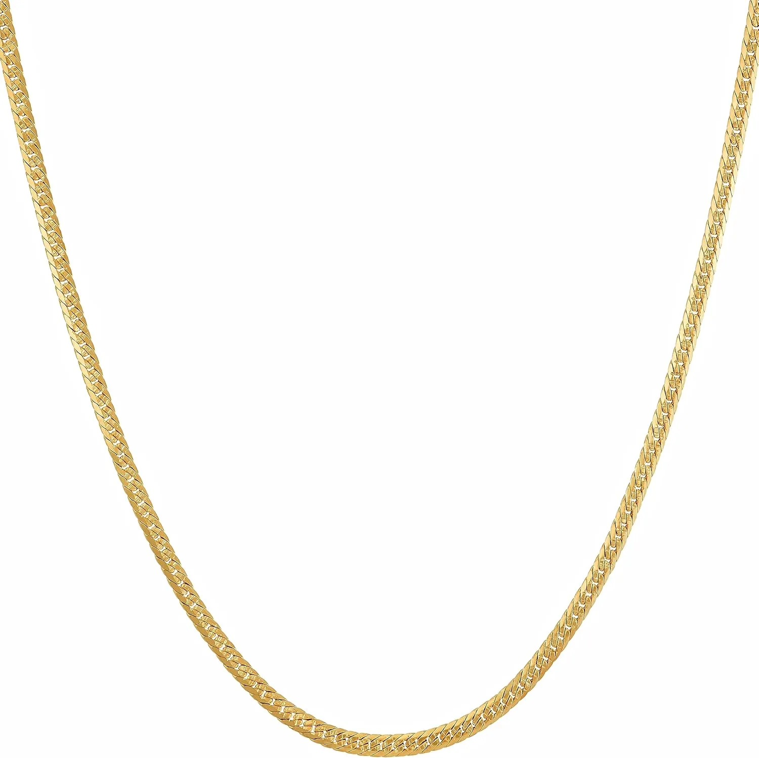 LIFETIME JEWELRY Crushed Herringbone Chain Necklaces for Women and Men 24k Gold Plated