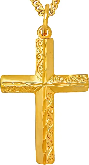 LIFETIME JEWELRY Diamond Cut Cross Necklaces for Women & Men 24k Real Gold Plated