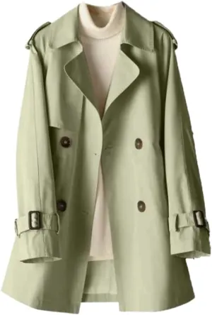 LIXINGHEITANG Windbreaker Women' Medium Length Spring and Autumn Korean Waist Jacket Trench Coat for Women
