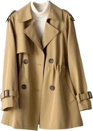 LIXINGHEITANG Windbreaker Women' Medium Length Spring and Autumn Korean Waist Jacket Trench Coat for Women