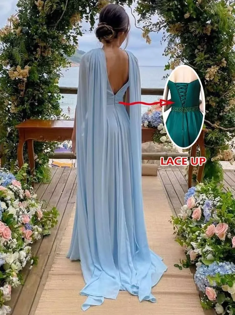 Long Bridesmaid Dresses for Wedding Chiffon Wedding Guest Dresses for Women A Line Formal Evening Party Gowns