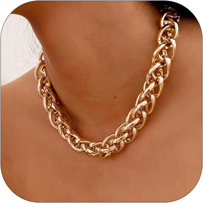 Long tiantian Chunky Gold Necklace Statement Necklace for Women's Jewelry Gold Chain Layered Toggle Clasp Necklaces Gifts