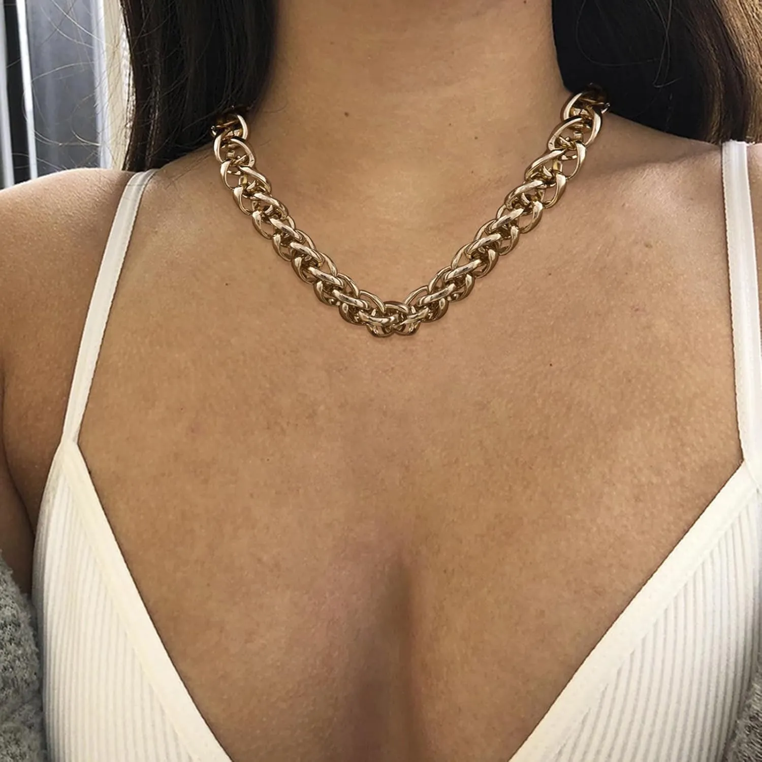 Long tiantian Chunky Gold Necklace Statement Necklace for Women's Jewelry Gold Chain Layered Toggle Clasp Necklaces Gifts