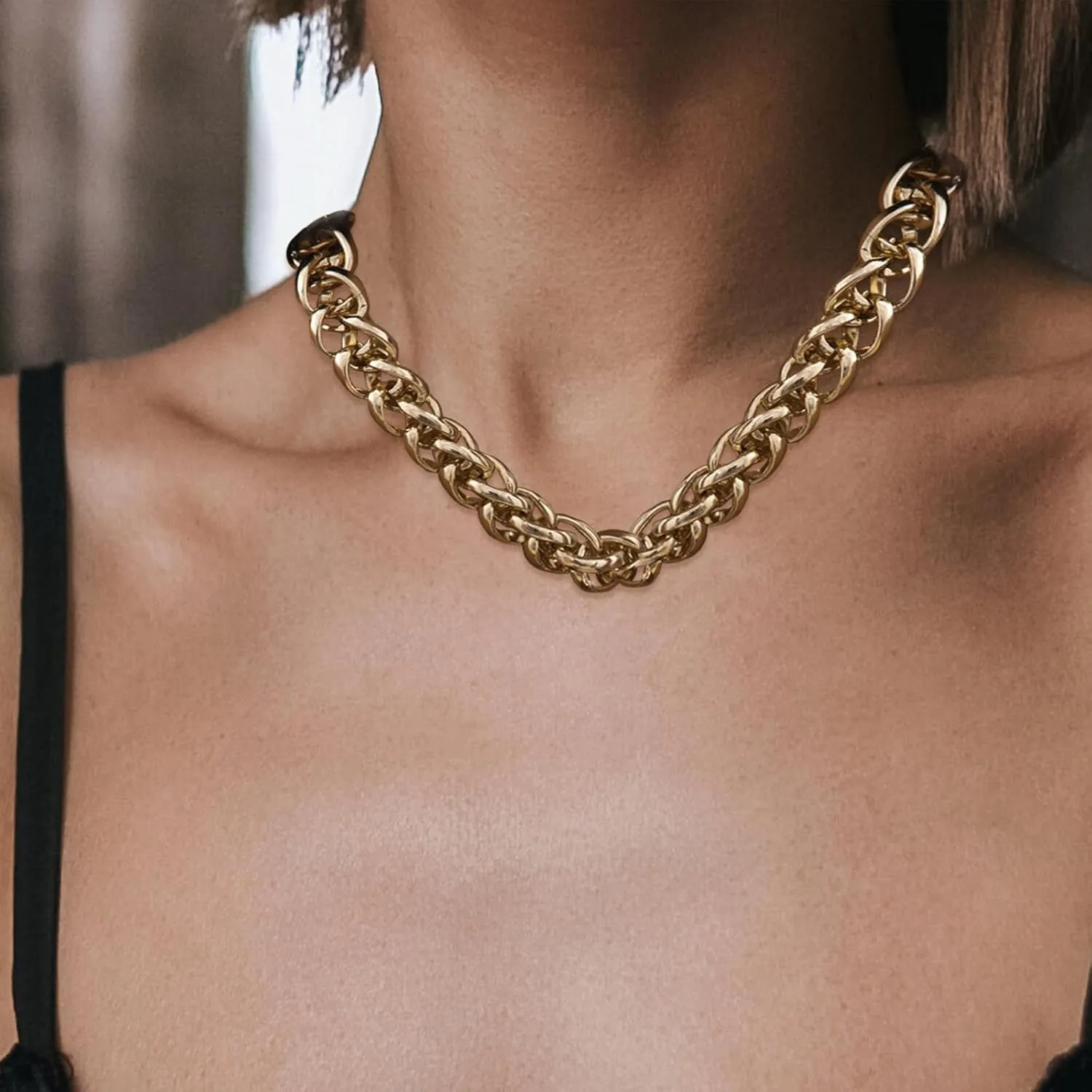 Long tiantian Chunky Gold Necklace Statement Necklace for Women's Jewelry Gold Chain Layered Toggle Clasp Necklaces Gifts