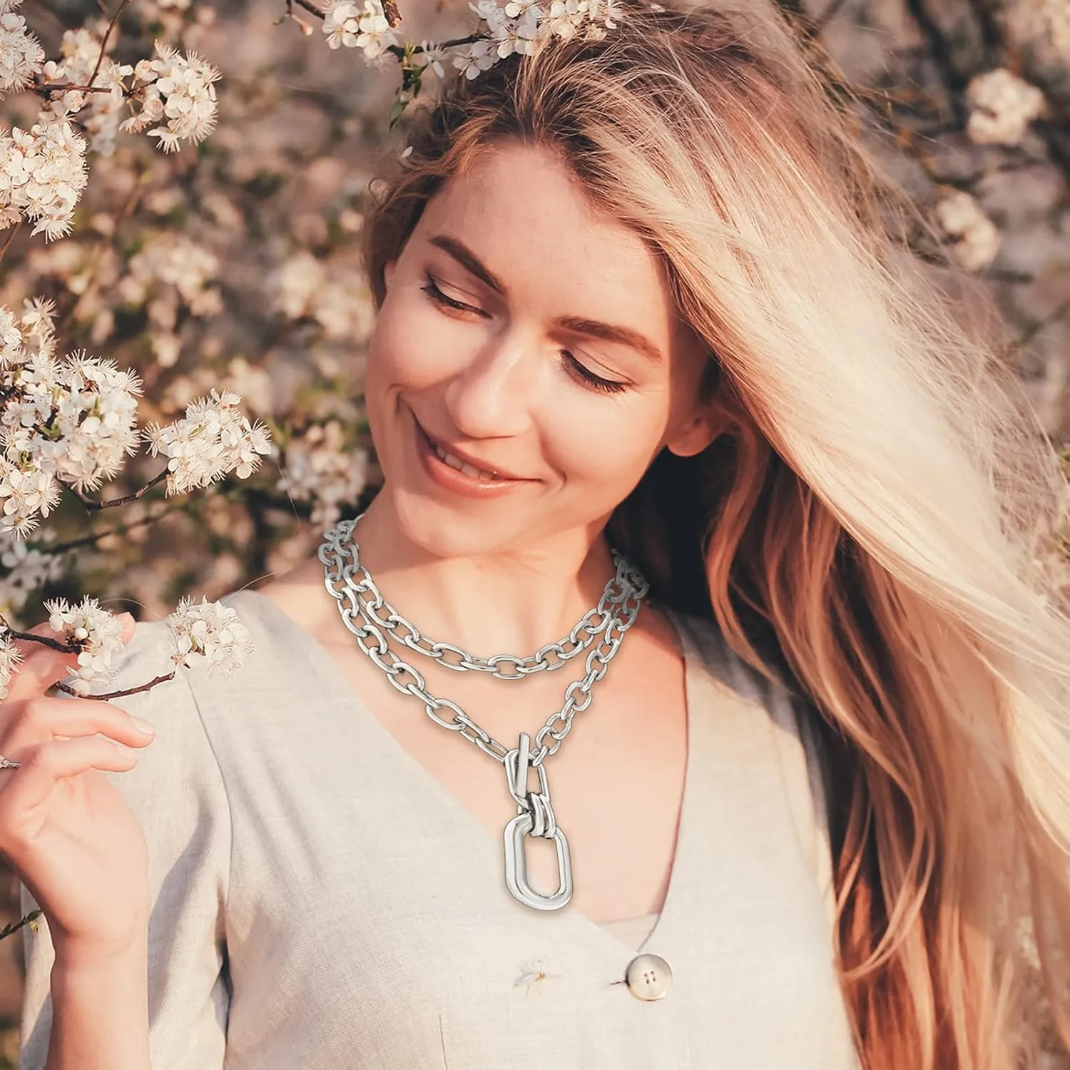 Long tiantian Chunky Gold Necklace Statement Necklace for Women's Jewelry Gold Chain Layered Toggle Clasp Necklaces Gifts
