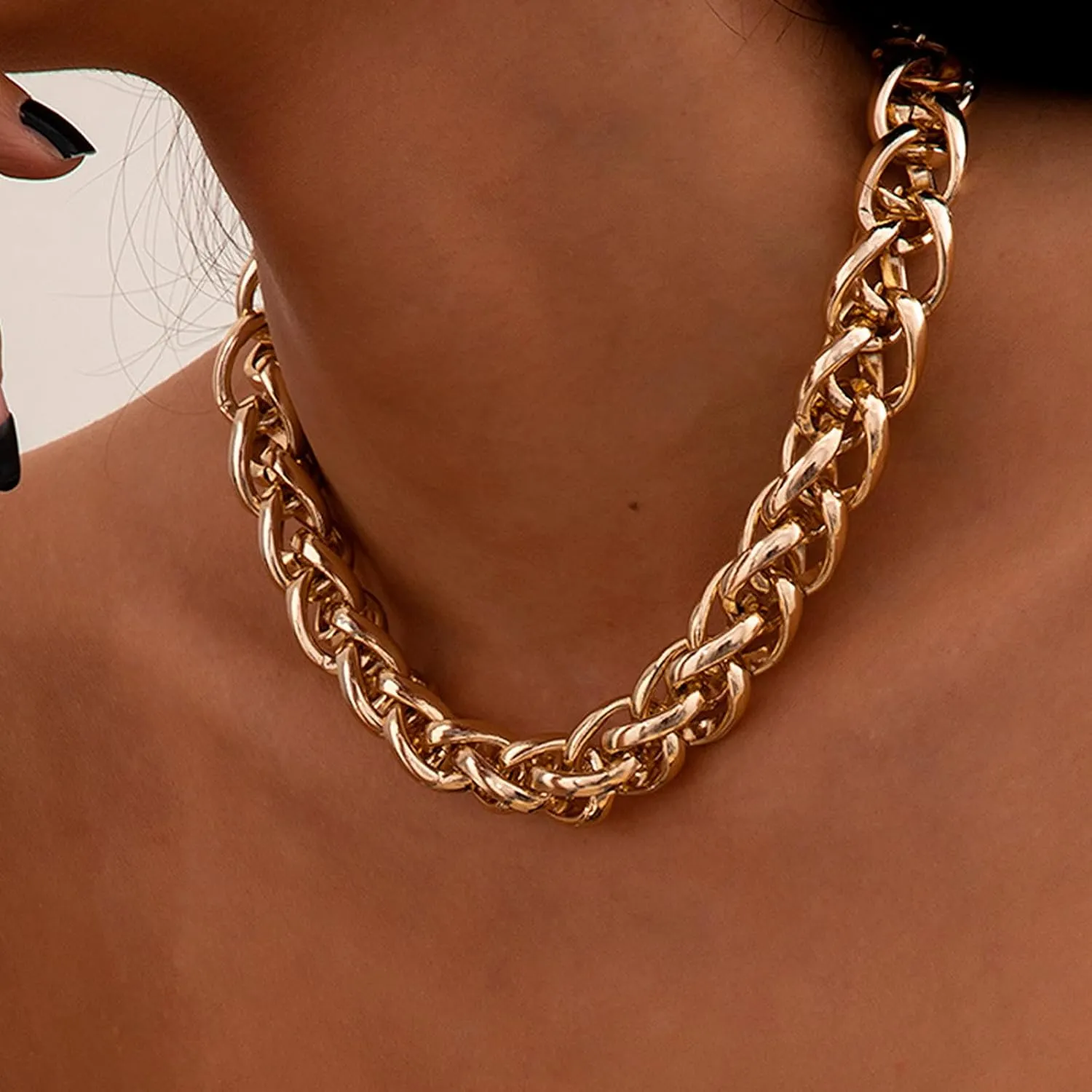 Long tiantian Chunky Gold Necklace Statement Necklace for Women's Jewelry Gold Chain Layered Toggle Clasp Necklaces Gifts