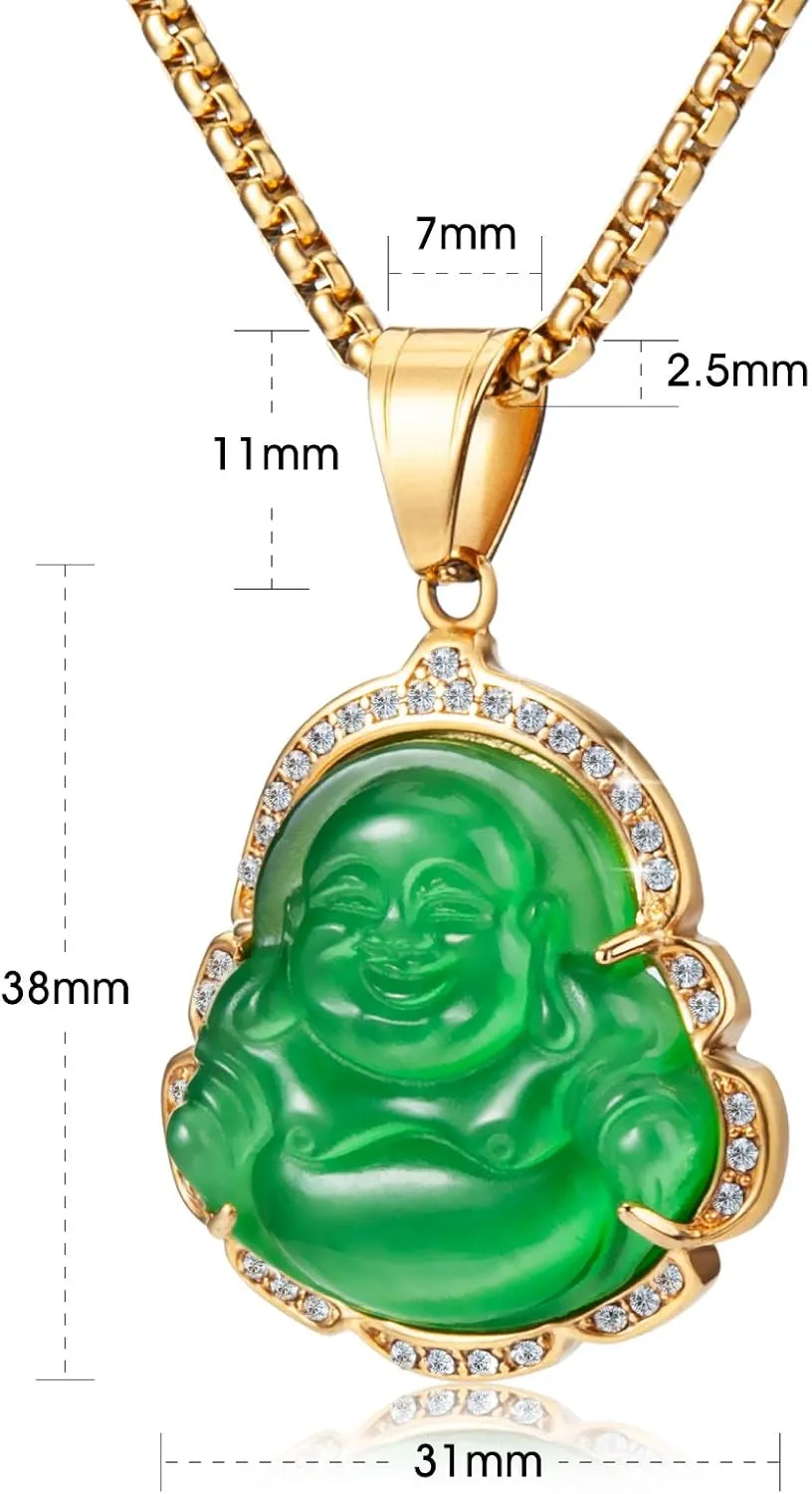 Lucky Laughing Buddha Pendant Chain Necklaces Amulet Jewelry for Men Women Boys 60cm