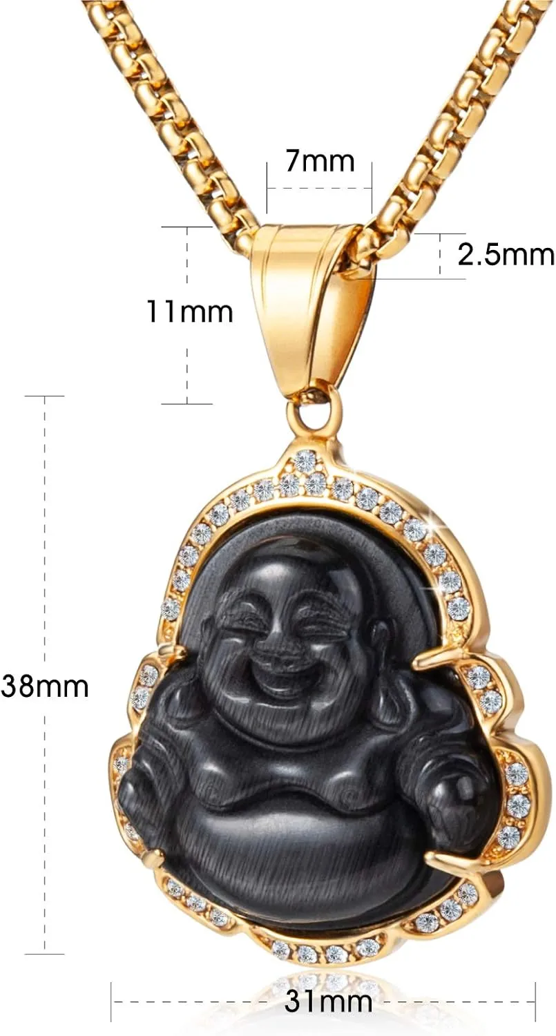 Lucky Laughing Buddha Pendant Chain Necklaces Amulet Jewelry for Men Women Boys 60cm