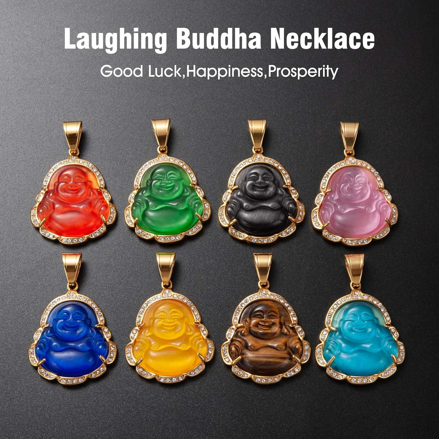 Lucky Laughing Buddha Pendant Chain Necklaces Amulet Jewelry for Men Women Boys 60cm