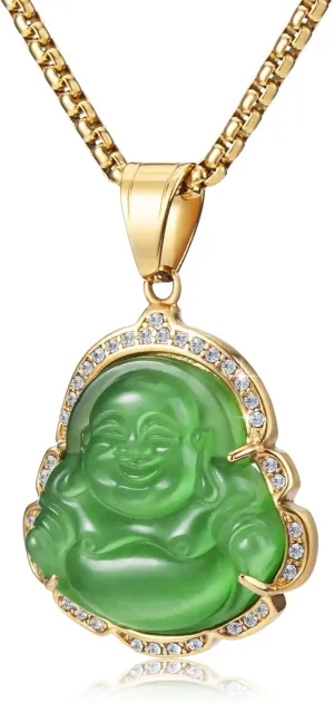 Lucky Laughing Buddha Pendant Chain Necklaces Amulet Jewelry for Men Women Boys 60cm