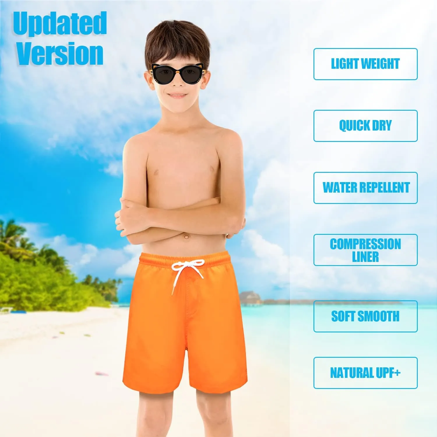 LUCOWEE Boys Swim Trunks with Compression Liner Comfortable Anti-Chafe Swimming Shorts Stretchy UPF Quick Dry Size 3T-20