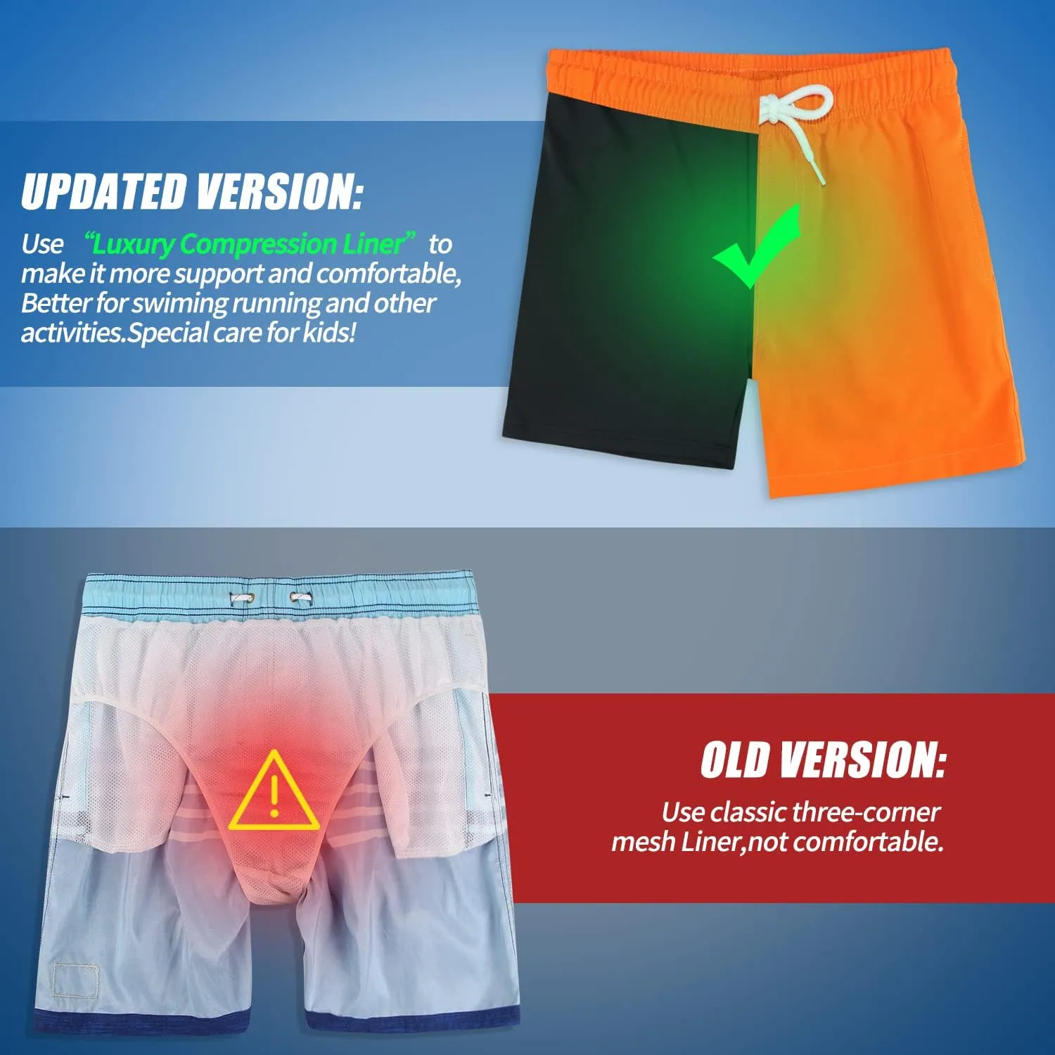 LUCOWEE Boys Swim Trunks with Compression Liner Comfortable Anti-Chafe Swimming Shorts Stretchy UPF Quick Dry Size 3T-20