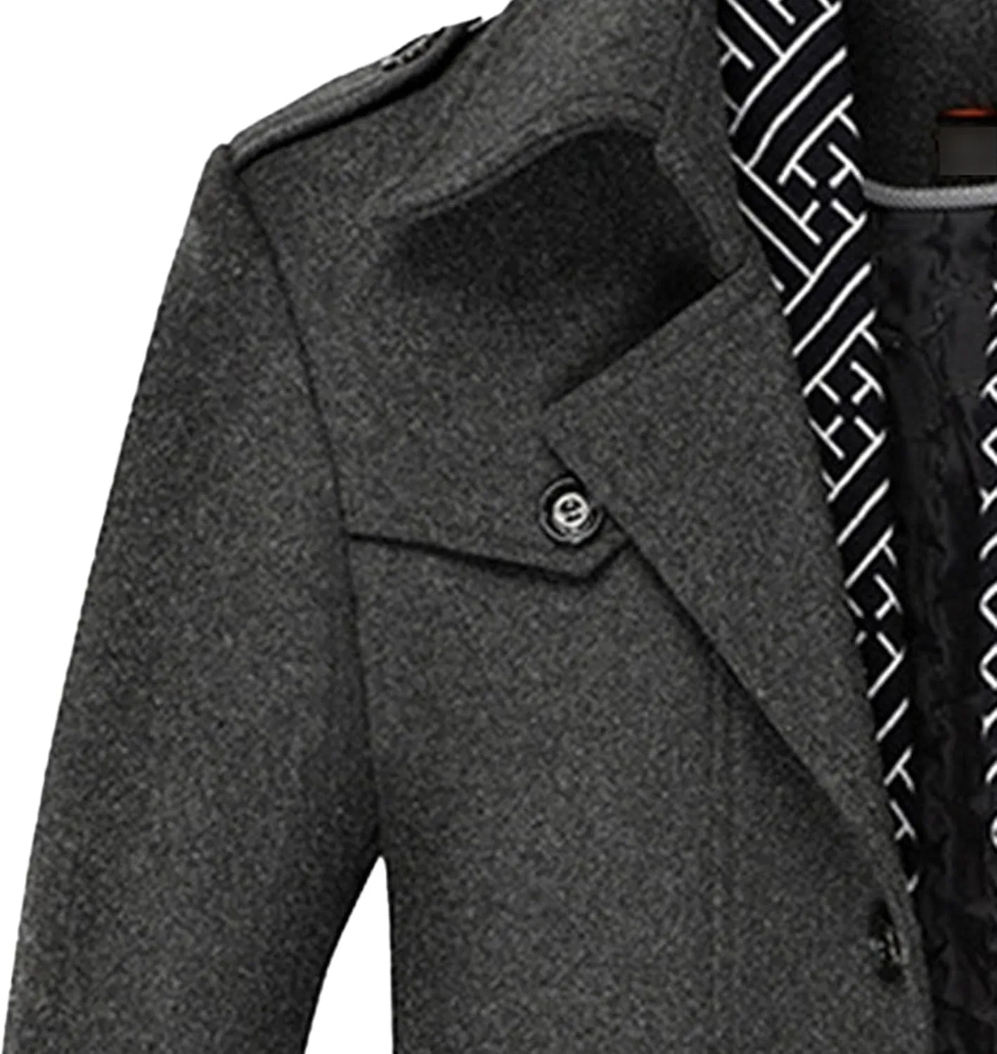 Maiyifu-GJ Men Stylish Scarf Single Breasted Wool Blend Coat Thick Winter Warm Slim Fit Coat Business Top Trench Overcoat