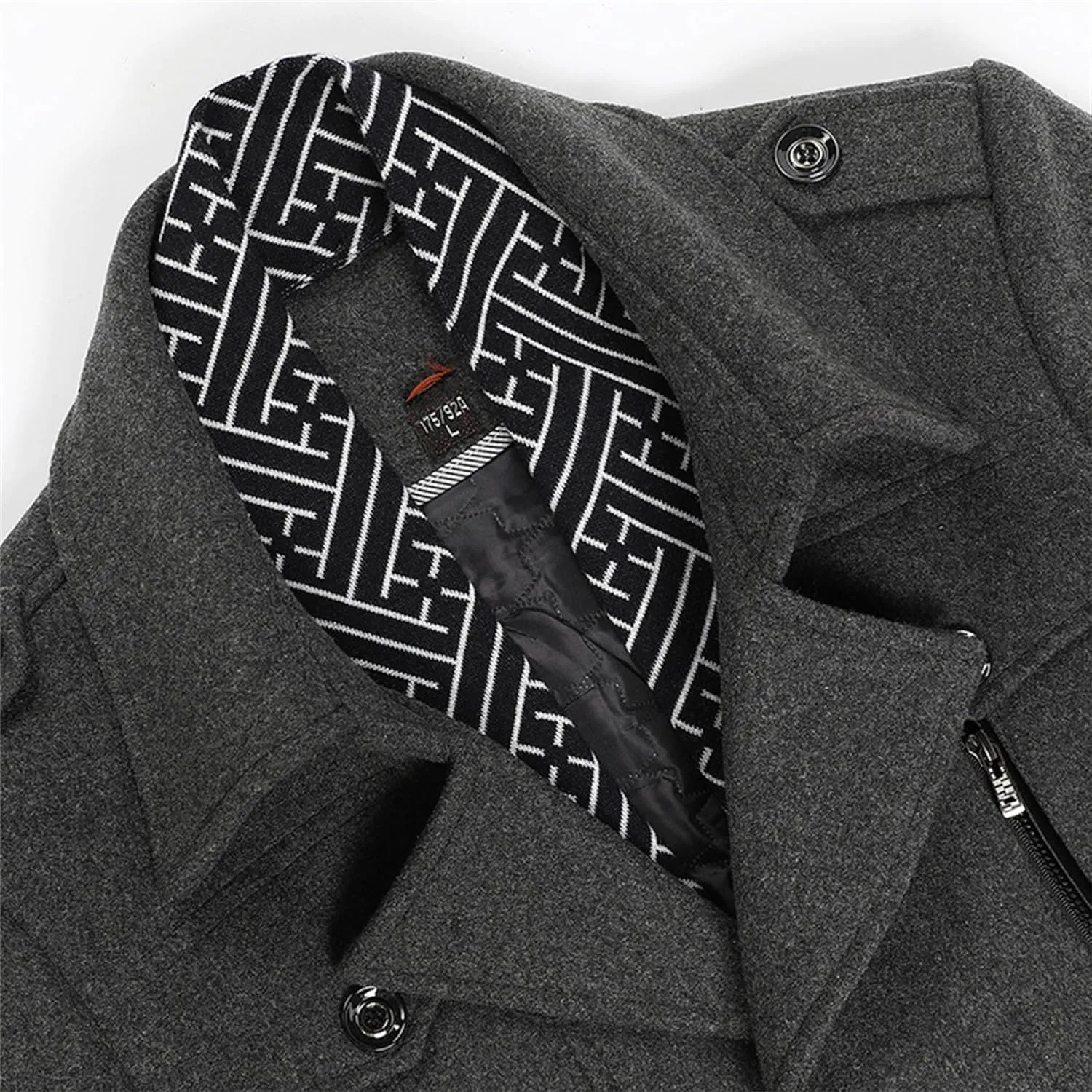 Maiyifu-GJ Men Stylish Scarf Single Breasted Wool Blend Coat Thick Winter Warm Slim Fit Coat Business Top Trench Overcoat