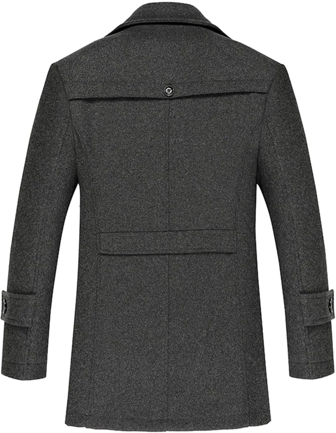 Maiyifu-GJ Men Stylish Scarf Single Breasted Wool Blend Coat Thick Winter Warm Slim Fit Coat Business Top Trench Overcoat