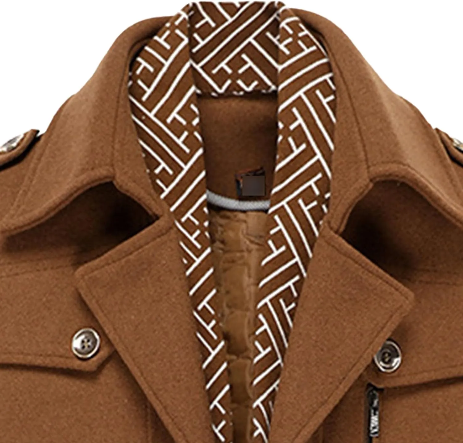 Maiyifu-GJ Men Stylish Scarf Single Breasted Wool Blend Coat Thick Winter Warm Slim Fit Coat Business Top Trench Overcoat
