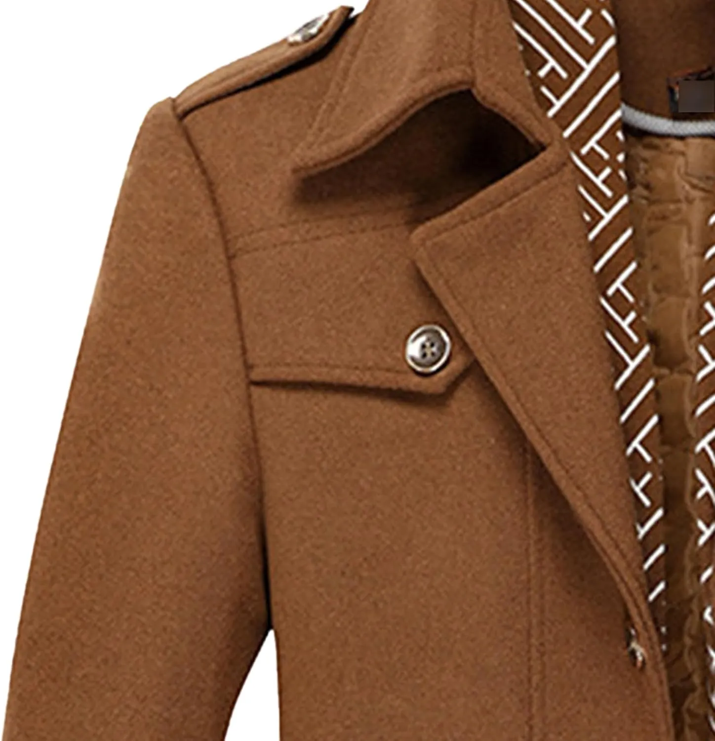 Maiyifu-GJ Men Stylish Scarf Single Breasted Wool Blend Coat Thick Winter Warm Slim Fit Coat Business Top Trench Overcoat