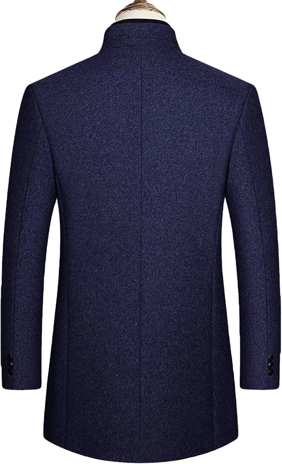 Maiyifu-GJ Men's Stylish Wool Blend Trench Coat Single Breasted Business Down Long Overcoat Mid-Length Slim Jacket Topcoat