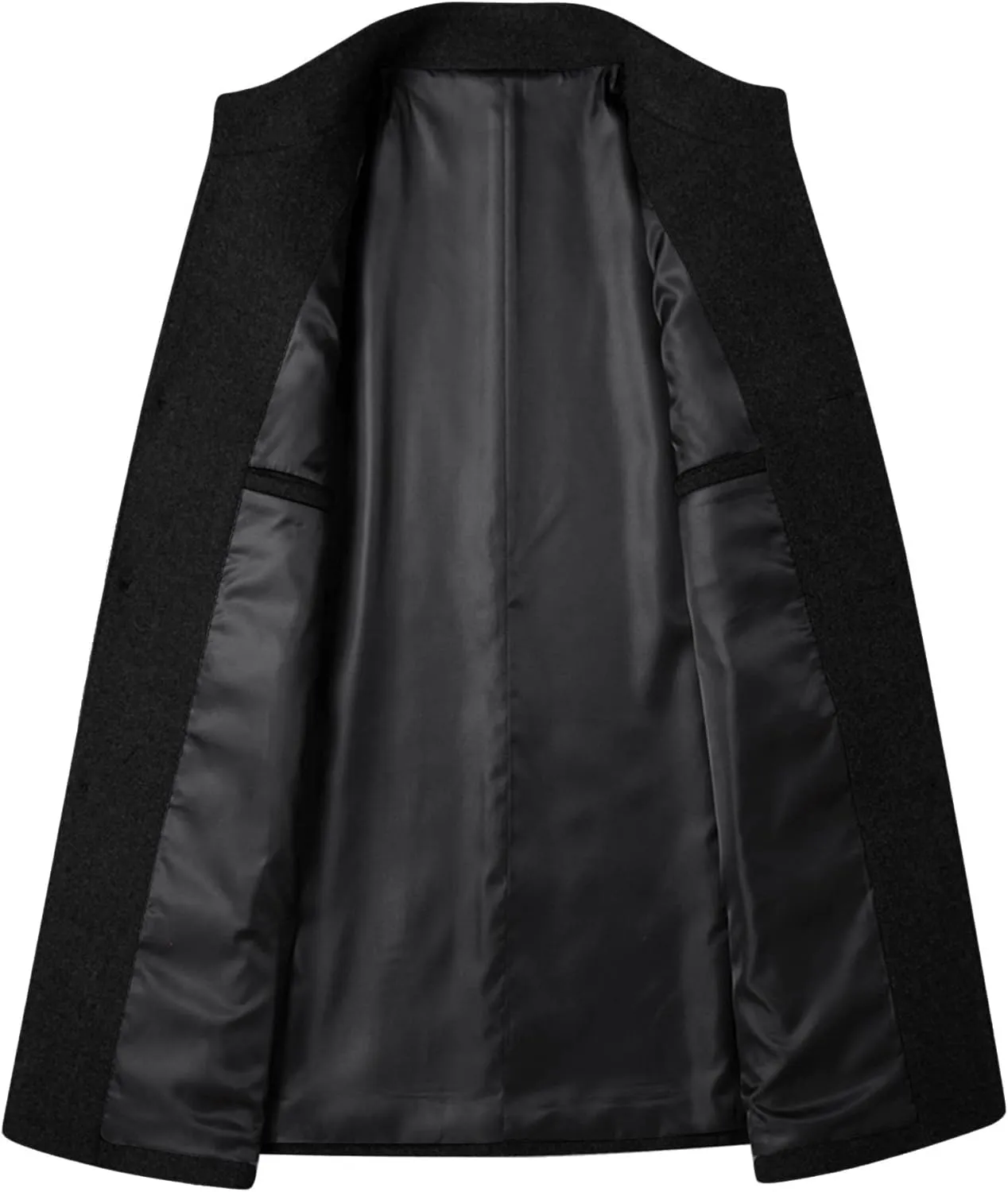 Maiyifu-GJ Men's Stylish Wool Blend Trench Coat Single Breasted Business Down Long Overcoat Mid-Length Slim Jacket Topcoat