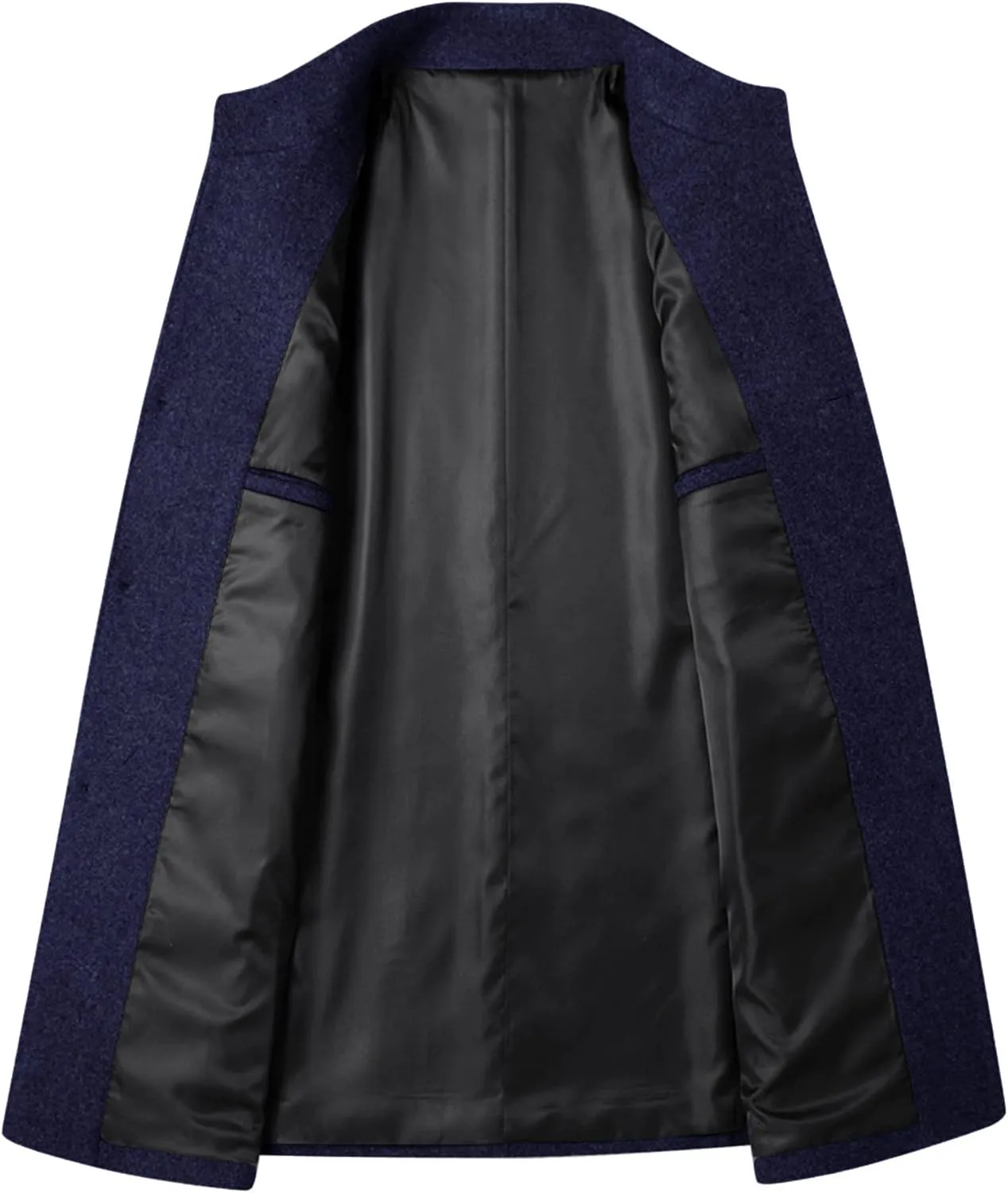 Maiyifu-GJ Men's Stylish Wool Blend Trench Coat Single Breasted Business Down Long Overcoat Mid-Length Slim Jacket Topcoat