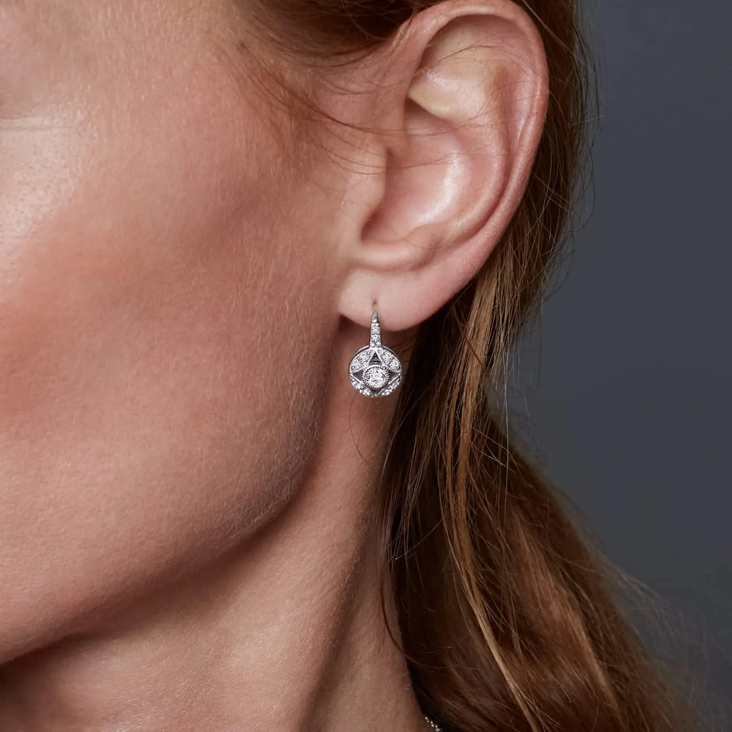 Marilyn Monroe Vintage Earrings | 14K Yellow Gold, Rose Gold, Platinum Plated 925 Sterling Silver Leverback Antique Earrings for Women | 1 Carat Round Cut Cubic Zirconia CZ Simulated Diamond