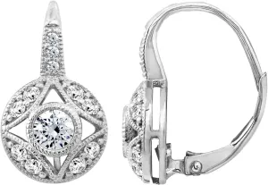 Marilyn Monroe Vintage Earrings | 14K Yellow Gold, Rose Gold, Platinum Plated 925 Sterling Silver Leverback Antique Earrings for Women | 1 Carat Round Cut Cubic Zirconia CZ Simulated Diamond