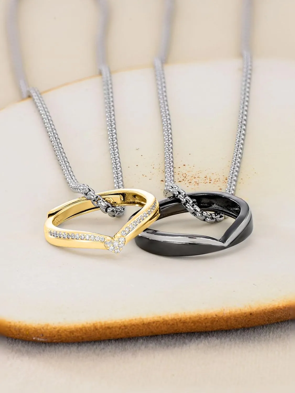 Matching Cat & Love Arrow Sterling Silver Cute Couples Heart Necklaces - Gifts for Couples